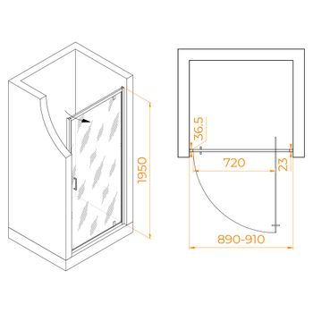 Душевая дверь  90*195 RGW LE-102-B Чёрный/Прозрачное/6 мм — фото 3, Распашные душевые двери