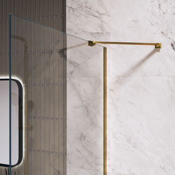 Душевая перегородка INRAIN MONT-110 /  80х195 / Золото браш / Прозрачное / 8 мм — фото 3, Душевые перегородки