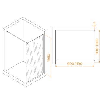 Душевая перегородка 100*195 RGW WA-002 Хром/Матовое/6 мм (Easy) — фото 2, Душевые перегородки