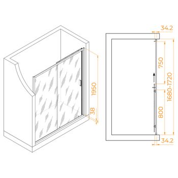 Душевая дверь 170*195 RGW PA-14 W Белый/Прозрачное/6 мм (EasyClean) — фото 3, Раздвижные душевые двери