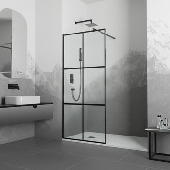 Душевая перегородка  50*195 RGW WA-111 B Чёрный/Прозрачное(Принт)/8 мм (Easy) — фото 1, Душевые перегородки