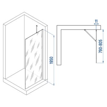 Душевая перегородка INRAIN MONT-102 /  80х195 / Белый / Прозрачное / 6 мм — фото 2, Душевые перегородки