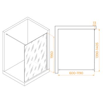 Душевая перегородка 140*195 RGW WA-110 хром/Матовое/8 мм — фото 2, Душевые перегородки