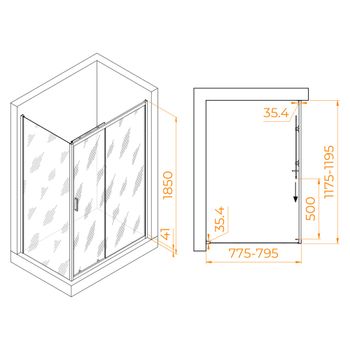 Душевой уголок  80*120*185 RGW PA-145 Прямоуг./Хром/Прозрачное/6 мм (Easy) — фото 2, Прямоугольные душевые уголки