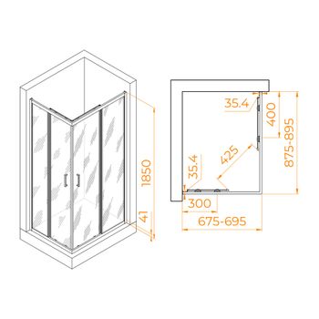 Душевой уголок  70*90*185 RGW PA-146-B Прямоуг./Чёрный/Прозрачное/6 мм (Easy) — фото 3, Прямоугольные душевые уголки
