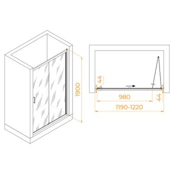 Душевая дверь 120*190 RGW PA-21-B Чёрный/Прозрачное/5 мм (Easy) — фото 3, Раздвижные душевые двери