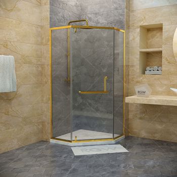 Душевой уголок 100*100*195 RGW HO-084-G Трапеция/Золото/Прозрачное/8 мм (2 уп.) — фото 4, Душевые уголки трапеция
