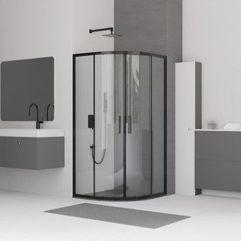 Душевой уголок  90*90*185 RGW CL-53-B Полукруг/Чёрный/Прозрачное/6 мм — фото 1, Душевые уголки четверть круга