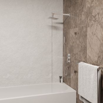 Шторка на ванну  50*150 RGW SC-056-2 Хром/Прозрачное/8 мм (EasyClean) — фото 1, Неподвижные шторки для ванной