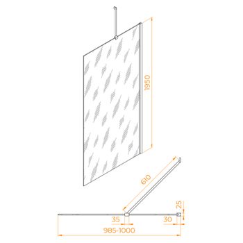 Боковая панель 100*195 RGW Z-14 Хром/Прозрачное/6 мм (LE-03;04) — фото 2, Боковые стенки
