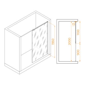 Душевая перегородка 110*195 RGW WA-034 Хром/Прозрачное/8 мм (Easy) — фото 2, Душевые перегородки