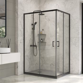 Душевой уголок INRAIN VIN-040 /  80х120х195 / Прямоуг. / Чёрный / Прозрачное / 6 мм — фото 1, Прямоугольные душевые уголки