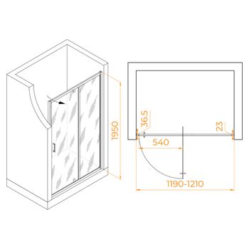Душевая дверь 120*195 RGW LE-103-B Чёрный/Прозрачное/6 мм — фото 3, Распашные душевые двери
