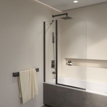 Шторка на ванну  90*140 RGW SC-011-B Чёрный/Прозрачное/6 мм (Easy) — фото 2, Шторки для ванной распашные