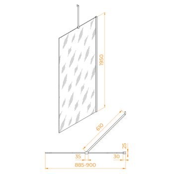 Боковая панель  90*195 RGW Z-14 Хром/Прозрачное/6 мм (LE-03;04) — фото 2, Боковые стенки