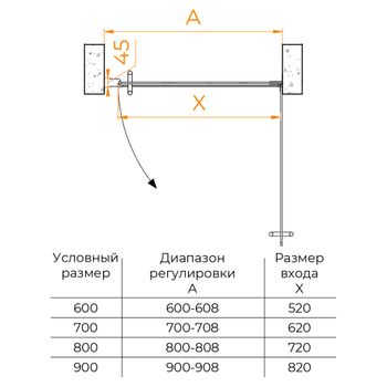 Душевая дверь  80*195 RGW HO-011-B Чёрный/Прозрачное/8 мм — фото 4, Распашные душевые двери