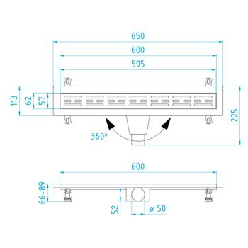 Душевой лоток прямой INRAIN SRL-30-60 600 Ø 50 мм черный — фото 5, Душевые лотки
