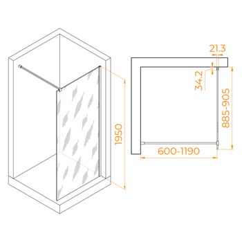Душевая перегородка INRAIN MONT-001 /  90х195 / Хром / Прозрачное / 10 мм — фото 2, Душевые перегородки