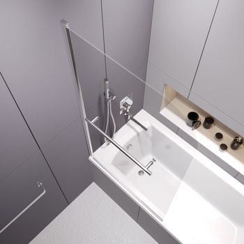 Шторка на ванну  80*140 RGW SC-114 Хром/Прозрачное/6 мм (Easy) — фото 6, Шторки для ванной распашные