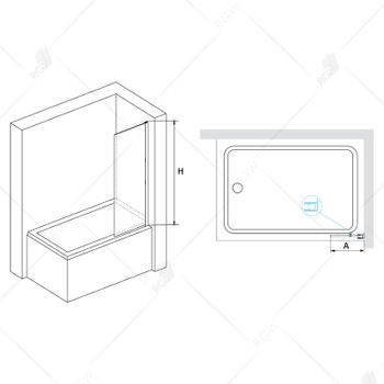 Шторка на ванну INRAIN MC-056 /  50х150 / Хром / Прозрачное / 6 мм — фото 4, Неподвижные шторки для ванной