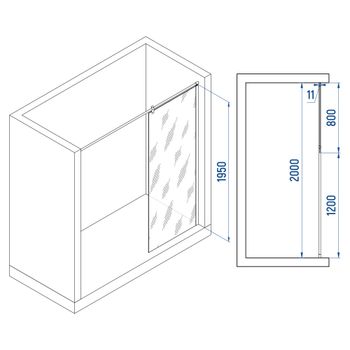 Душевая перегородка INRAIN MONT-033 /  80х195 / Хром / Прозрачное / 6 мм — фото 2, Душевые перегородки