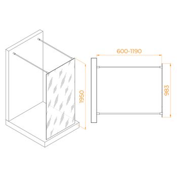 Душевая перегородка 100*195 RGW WA-016 Хром/Прозрачное/8 мм — фото 2, Душевые перегородки