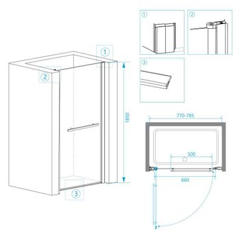 Душевая дверь  80*185 RGW PA-03 Хром/Прозрачное/6 мм — фото 3, Распашные душевые двери