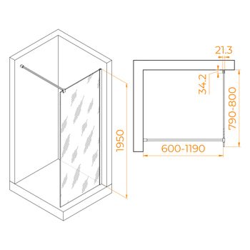 Душевая перегородка  80*195 RGW WA-001 Хром/Прозрачное/10 мм (Easy) — фото 3, Душевые перегородки