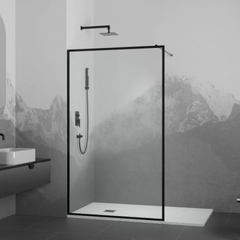 Душевая перегородка INRAIN MONT-012 / 100х200 / Чёрный / Прозрачное(Принт) / 8 мм — фото 1, Душевые перегородки
