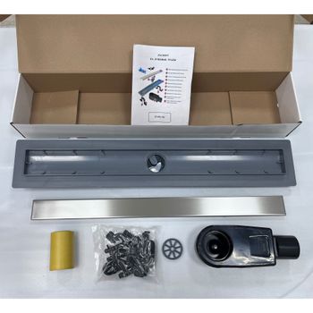 Душевой лоток Drain Leo-21-60 прямой 600 хром Ø 50 мм на ножках, сифон — фото 7, Душевые лотки