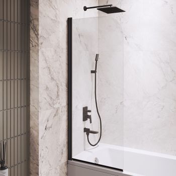 Шторка на ванну INRAIN MC-009 /  70х150 / Чёрный / Прозрачное / 6 мм — фото 1, Шторки для ванной распашные