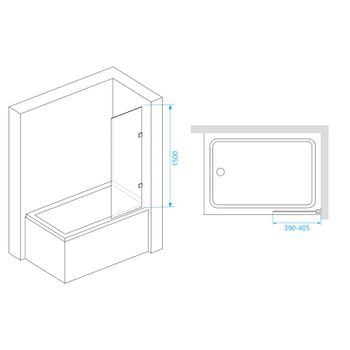 Шторка на ванну  40*150 RGW SC-056-2 Хром/Прозрачное/8 мм (EasyClean) — фото 3, Неподвижные шторки для ванной