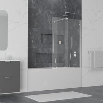 Шторка на ванну  90*150 RGW SC-47 Хром/Прозрачное/6 мм — фото 3, Шторки для ванной раздвижные