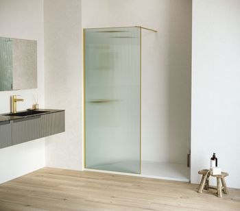 Душевая перегородка 100*195 RGW WA-08-Gb Золото браш/Ребристое/8 мм (Easy) — фото 2, Душевые перегородки