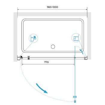 Душевая дверь 100*185 RGW PA-105 Хром/Прозрачное/5 мм — фото 3, Распашные душевые двери