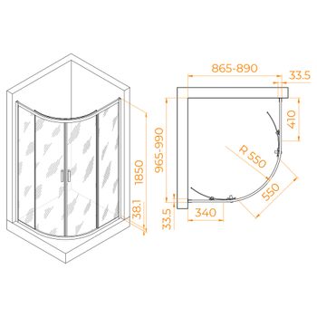 Душевой уголок  90*100*185 RGW PA-61 Асимметрия/Хром/Прозрачное/6 мм (Easy) — фото 3, Асимметричные душевые уголки