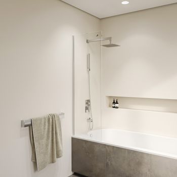 Шторка на ванну INRAIN MC-056 /  50х150 / Хром / Прозрачное / 6 мм — фото 2, Неподвижные шторки для ванной