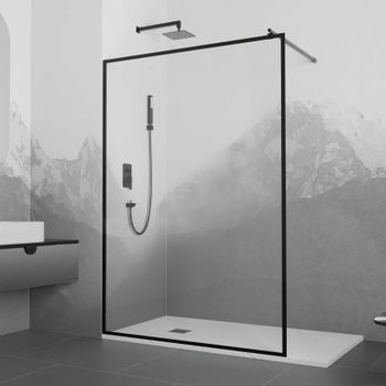 Душевая перегородка INRAIN MONT-012 / 120х200 / Чёрный / Прозрачное(Принт) / 8 мм — фото 1, Душевые перегородки