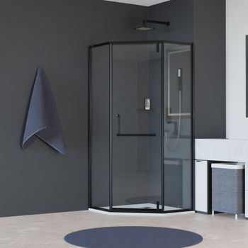 Душевой уголок 100*100*195 RGW HO-084-B Трапеция/Чёрный/Прозрачное/8 мм (2 уп.) — фото 1, Душевые уголки трапеция