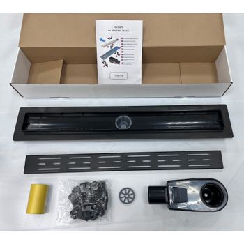 Душевой лоток Drain Leo-30-60 прямой 600 черный Ø 50 мм на ножках, сифон — фото 6, Душевые лотки