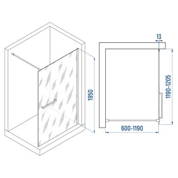 Душевая перегородка INRAIN MONT-041 / 120х195 / Чёрный / Прозрачное / 8 мм — фото 2, Душевые перегородки