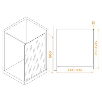 Душевая перегородка 130*195 RGW WA-010 хром/Матовое/8 мм — фото 2, Душевые перегородки