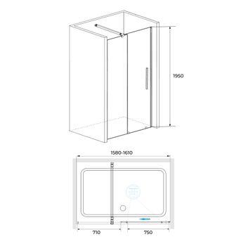 Душевая дверь 160*195 RGW TO-18 B Чёрный/Прозрачное/6 мм — фото 2, Раздвижные душевые двери
