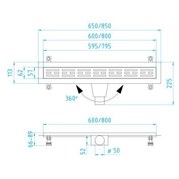 Душевой лоток прямой INRAIN SRL-20-80 800 Ø 50 мм хром — фото 5, Душевые лотки