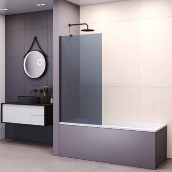 Шторка на ванну 80*150 RGW SC-150-B Чёрный/Тонированное(серое)/6 мм (Easy) — фото 1, Неподвижные шторки для ванной