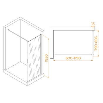 Душевая перегородка 80*195 RGW WA-110-B Чёрный/Матовое/8 мм — фото 2, Душевые перегородки