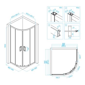 Душевой уголок  90*90*185 RGW CL-54-B Полукруг/Чёрный/Прозрачное/5 мм — фото 6, Душевые уголки четверть круга