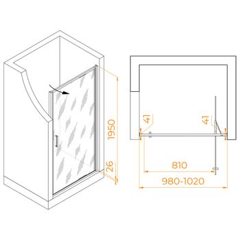 Душевая дверь 100*195 RGW SV-05-B Чёрный/Black Smart Line/8 мм (Easy) — фото 6, Складные душевые двери