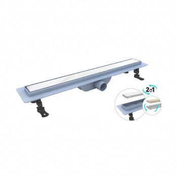 Душевой лоток Drain Leo-11-60 прямой 600 хром Ø 40 мм на ножках, с переходником 40/50 — фото 1, Душевые лотки