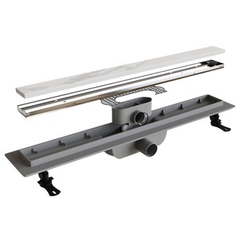 Душевой лоток Drain Leo-11-40 прямой 400 хром Ø 40 мм на ножках, с переходником 40/50 — фото 9, Душевые лотки